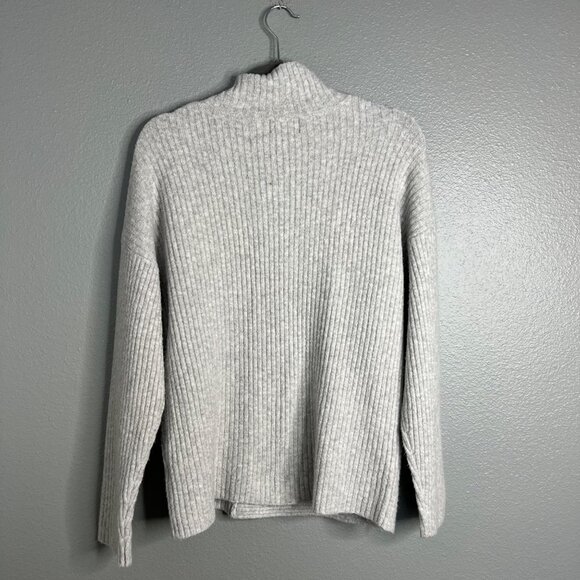 NWOT August 1 Eight Mockneck Ribbed Pullover Sweater Gray XS Relaxed Boxy - Picture 7 of 7